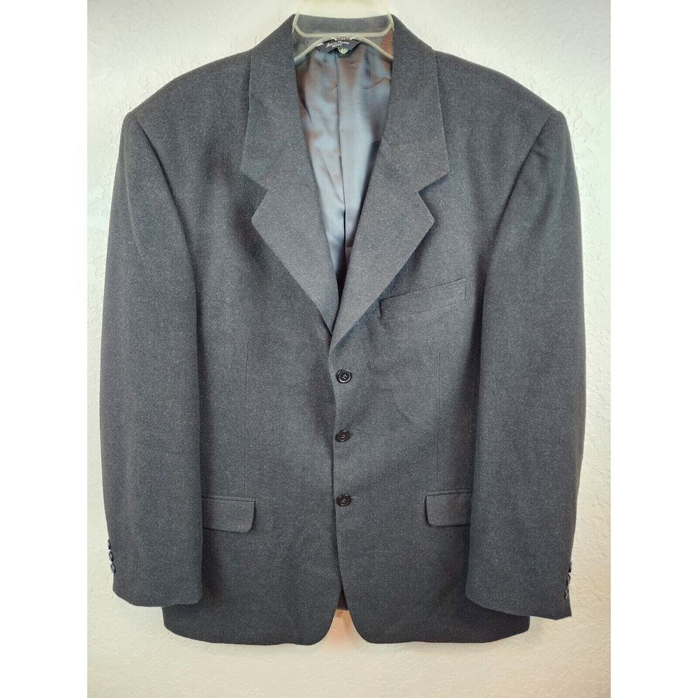 JOHN CLARENDON Suit Jacket Mens 43 Blazer‎ 3 Button Black Sport Coat 43R